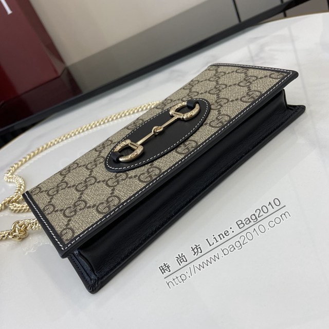 Gucci專櫃古馳最新款Horsebit 1955系列鏈帶錢包 jh2887型號：621892